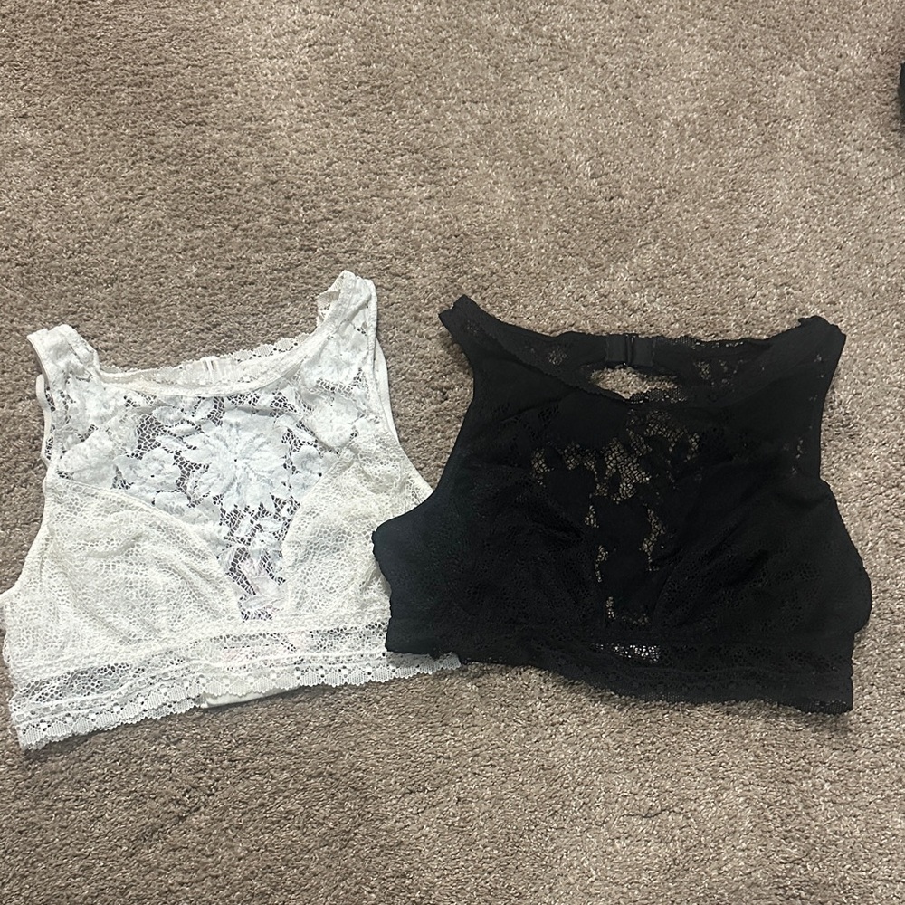 Lace Bralette Set in Black and White